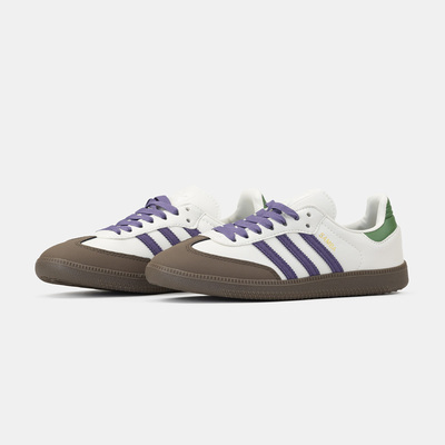 Кеды Adidas Samba Off White Core Purple Green Brown (Белый) - фото 2 