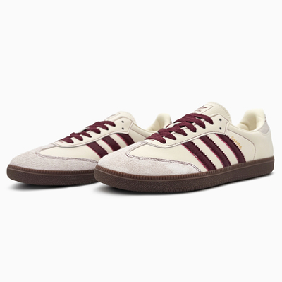 Кеди Adidas Samba OG Wonder White Maroon (Бежевий) - фото 2 