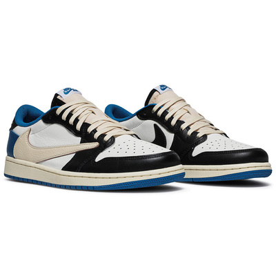 Кроссовки Air Jordan 1 x Travis Scott x Fragment Design Retro Low Military Blue DM7866-140 (Синий) - фото 2 
