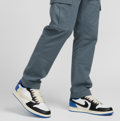 Кроссовки Air Jordan 1 x Travis Scott x Fragment Design Retro Low Military Blue DM7866-140 (Синий) - фото 4 