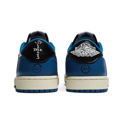 Кроссовки Air Jordan 1 x Travis Scott x Fragment Design Retro Low Military Blue DM7866-140 (Синий) - фото 5 
