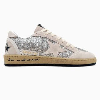 Кросівки Golden Goose Ball Star Silver Glitter Ice-gray Suede Inserts