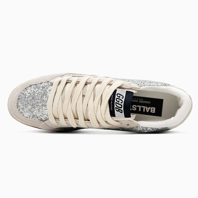 Кросівки Golden Goose Ball Star Silver Glitter Ice-gray Suede Inserts GWF00117F003992 (Сірий) - фото 3 