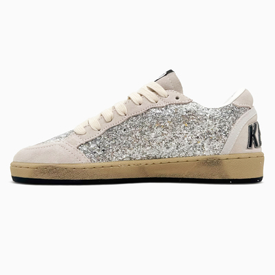 Кросівки Golden Goose Ball Star Silver Glitter Ice-gray Suede Inserts GWF00117F003992 (Сірий) - фото 4 