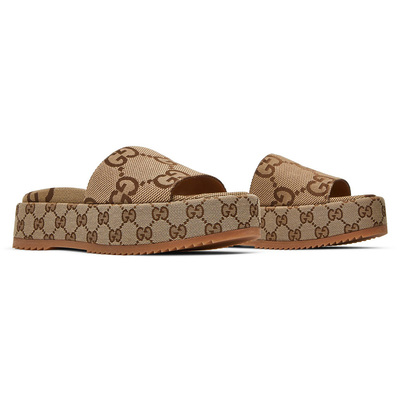 Шльопанці Gucci GG Lame Platform 'Camel Monogram' 623212-UKO00-2580 (Коричневий) - фото 2 