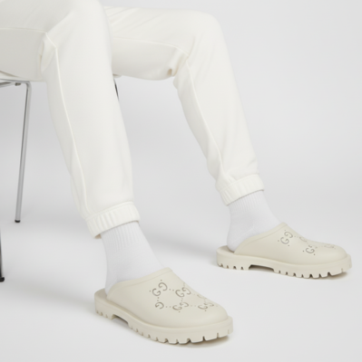 Мюлі Gucci Slip On Cut Out Monogram - Mystic White 655517-JFB00-9022 (Бежевий) - фото 3 