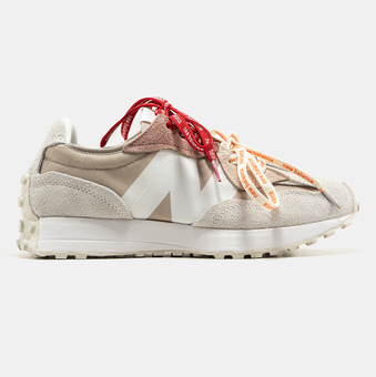 Кроссовки New Balance 327 Grey Beige Red/Orange Laces
