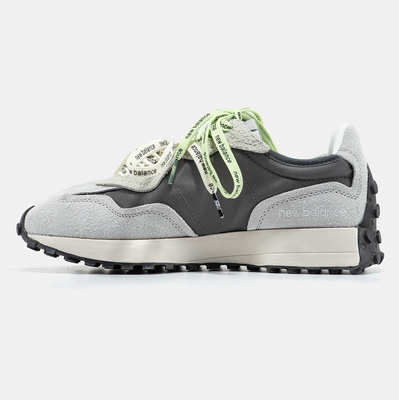 Кроссовки New Balance 327 Grey Black Neon (Черный) - фото 4 