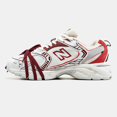 Кроссовки New Balance 530 White Red Custom Paint (Белый) - фото 4 