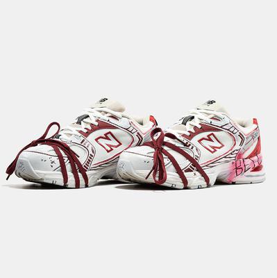 Кроссовки New Balance 530 White Red Custom Paint (Белый) - фото 2 