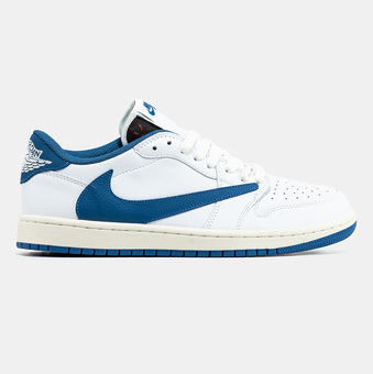 Кроссовки Jordan 1 Retro Low x Fragment Design x Travis Scott Sail Military Blue