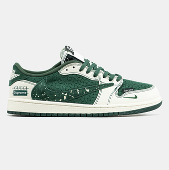 Кросівки Jordan 1 Retro Low x Travis Scott x Gucci x Supreme Top Green