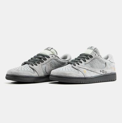 Кросівки Nike Air Jordan 1 Low x Travis Scott x Louis Vuitton Low Suede Grey (Сірий) - фото 2 