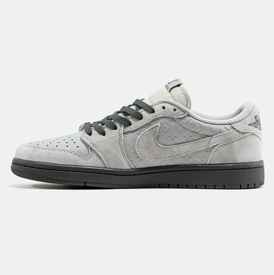 Кросівки Nike Air Jordan 1 Low x Travis Scott x Louis Vuitton Low Suede Grey (Сірий) - фото 4 