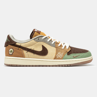 Кроссовки Air Jordan 1 Retro Low x Zion Williamson 'Voodoo' Yellow Green Brown