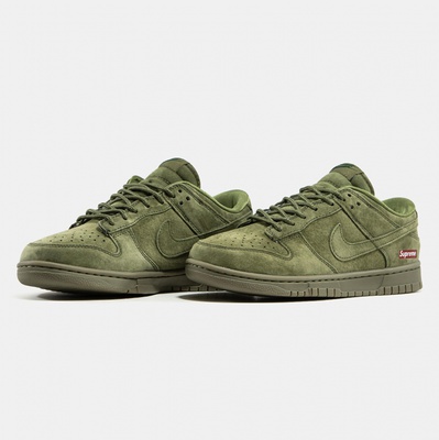 Кроссовки Nike SB Dunk Low Suede Green x Supreme (Хаки) - фото 2 