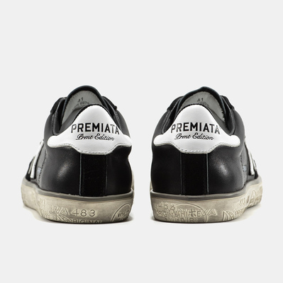Кеди Premiata Steven Black White (Чорний) - фото 5 