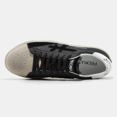 Кеди Premiata Steven Black White Beige (Чорний) - фото 3 