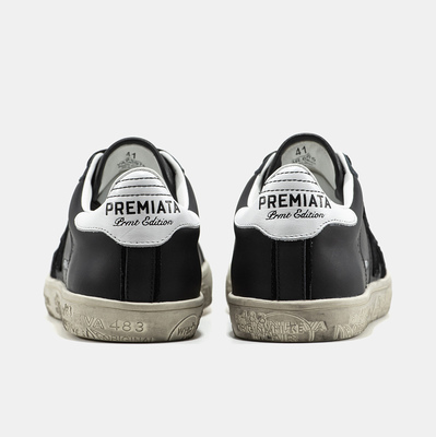 Кеди Premiata Steven Black White Beige (Чорний) - фото 5 